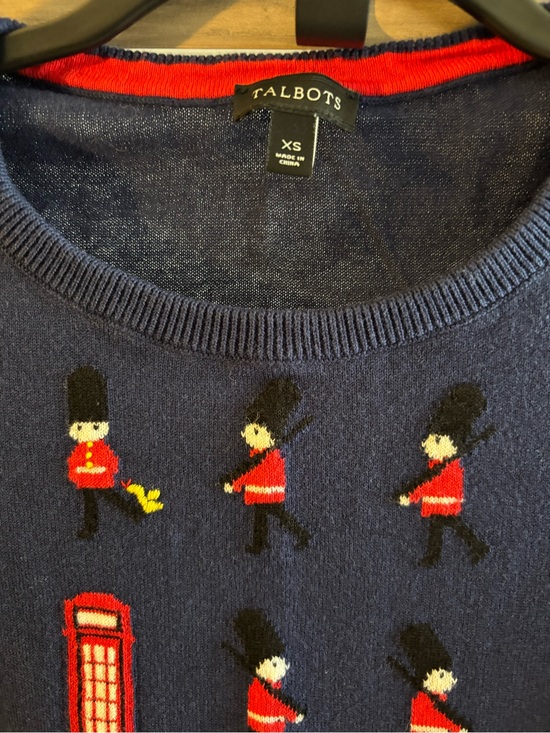 Talbots Sweaters - Talbots Navy Crewneck Sweater with Red Guard Motif